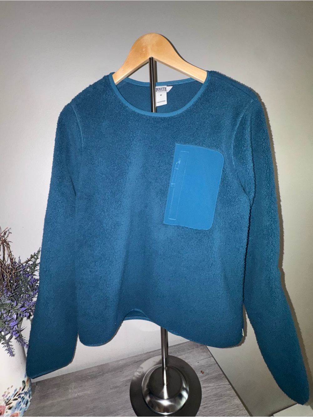 Duluth Teal Fleece Pullover Top with Chest Pocket